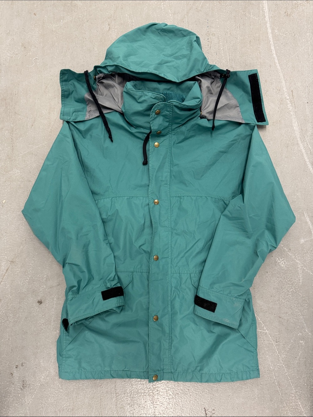 VTG REI Teal Hooded Parka Raincoat Jacket Size M - Made In USA